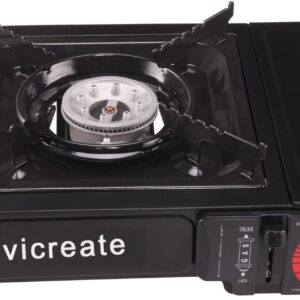 Vivicreate Portable Butane Stove 8500 BTU, Butane Stove with Auto Ignition for Camping, Lightweight Portable Gas Stove Burner with Safety Lock, Butane Burner, Estufa de Gas Portatil(Black)