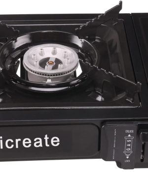 Vivicreate Portable Butane Stove 8500 BTU, Butane Stove with Auto Ignition for Camping, Lightweight Portable Gas Stove Burner with Safety Lock, Butane Burner, Estufa de Gas Portatil(Black)
